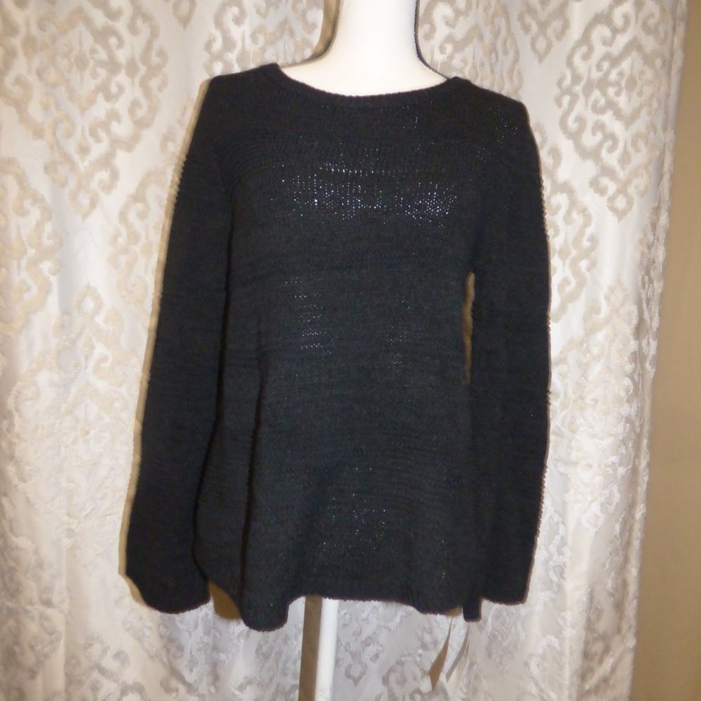 Style & Co Textured-Stripe Pullover Sweater Black - Picture 2 of 7